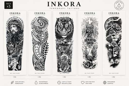 Realism Sleeve 5 Pack — full arm temporary tattoo set with 5 realistic designs