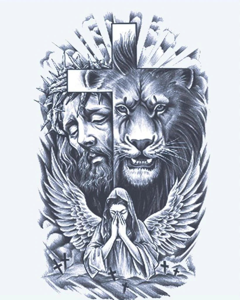 Faith: Lion, Cross & Angel