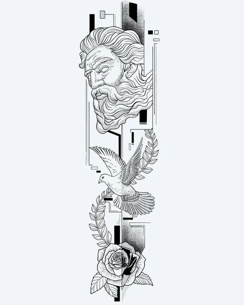 Greek God, Dove & Rose