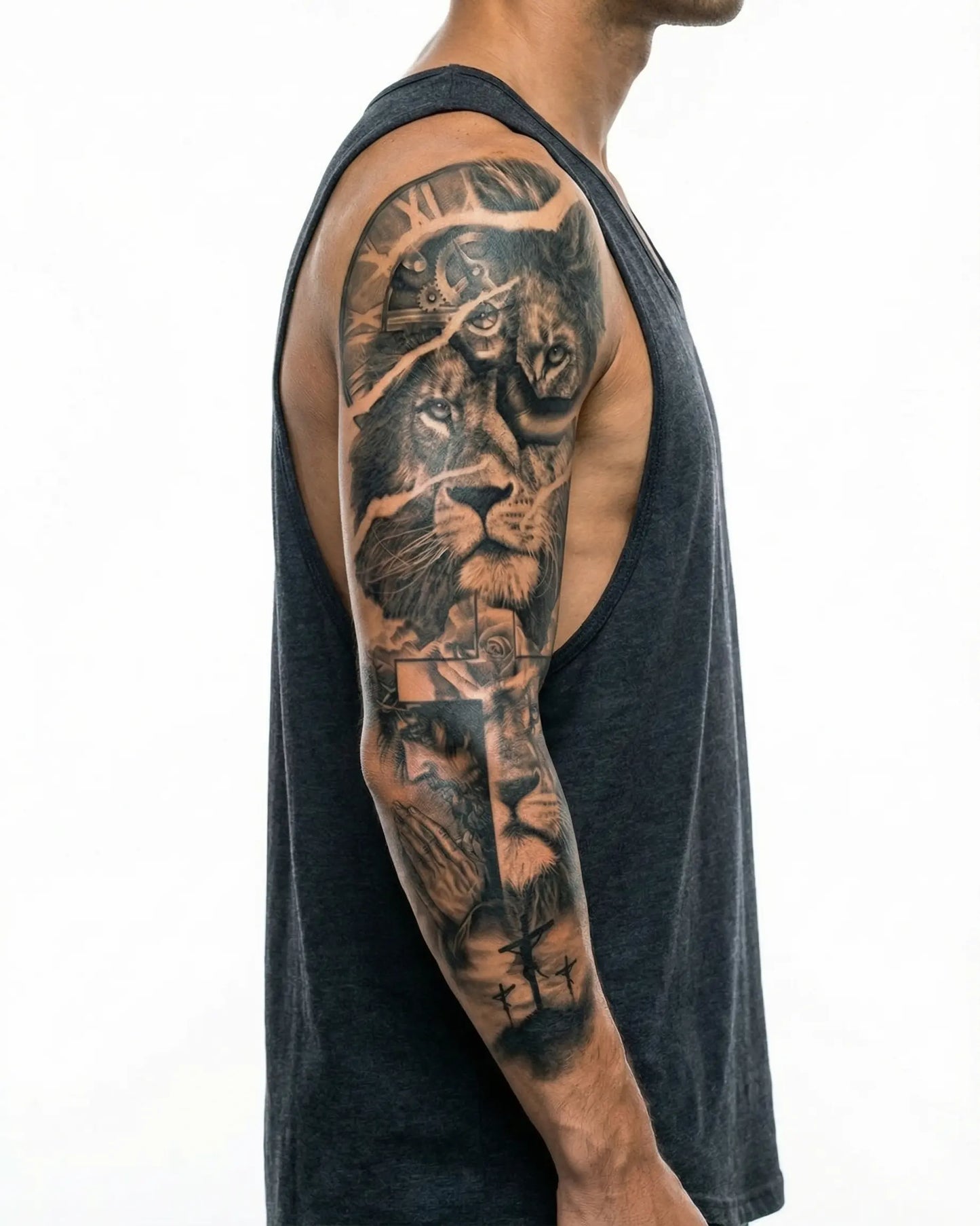 Lion, Cross & Praying Hands