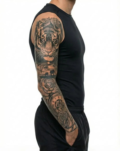 Realism Sleeve 5 Pack temporary tattoo applied on arm, design 3 of 5