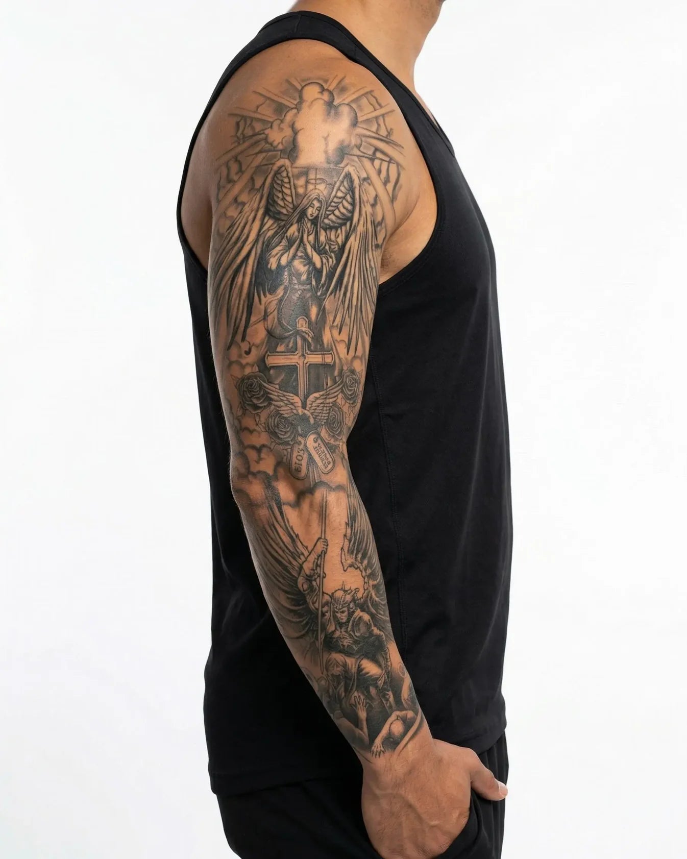 Realism Sleeve 5 Pack temporary tattoo applied on arm, design 4 of 5